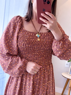 Vestido Fiorela Manga Longa Florido - Penduricalho Modas