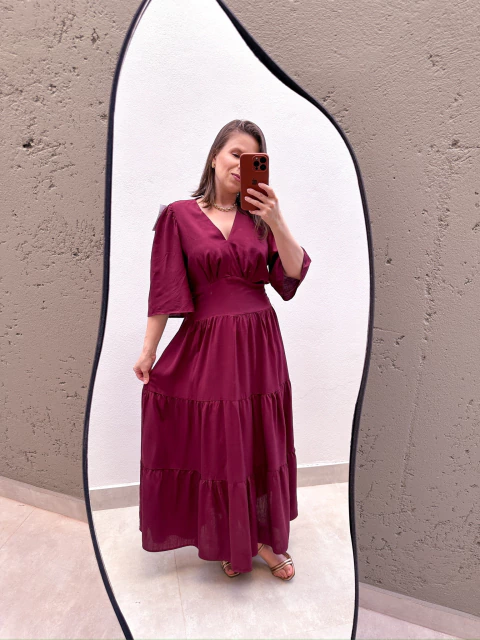 Vestido Midi Manga Flaire - comprar online