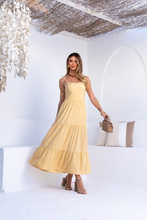 Vestido Decote Reto Liso - comprar online