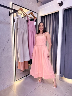 Vestido Linho Midi com Bolso