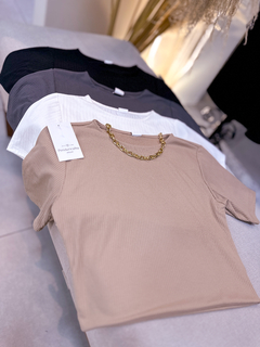 Cropped Manguinha Canelado Duplo - loja online