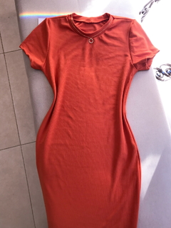 Vestido Canelado Midi Manguinha - comprar online
