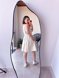 Vestido Linho Curto com Bolso na internet