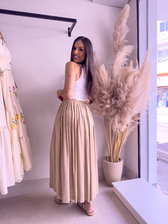 Saia Plissada Linho Longa - comprar online