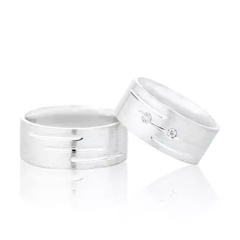 Alianças de Namoro em Prata Acetinadas com Frisos 8mm