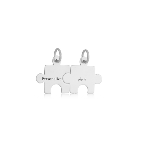 Pingentes de Prata Quebra-Cabeça Duplo Personalizável - Frente e Verso - comprar online