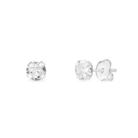 Brinco de Prata Zircônia Cristal Redondo 7mm