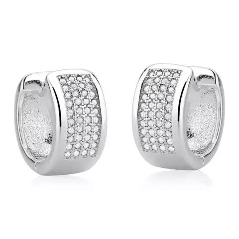 Brinco de Prata Argola de Click 4 Fileiras Zircônia Cristal Pequena