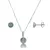 Conjunto de Prata Colar + Brinco Acoplado Redondo Verde Limão