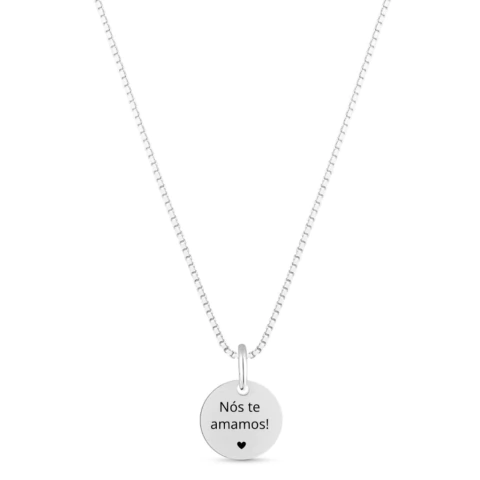 Colar de Prata Medalha Pequena Personalizável - Frente e Verso - comprar online