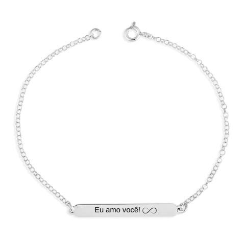 Pulseira de Prata Chapa Fina Personalizável - Frente e Verso - comprar online