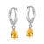 Brinco de Prata Argola de Click Gota Amarela Suspensa