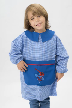 Guardapolvo Jardín Varon - Cuadrille Azul - Mangas Largas | Modelo Hombre Araña - comprar online