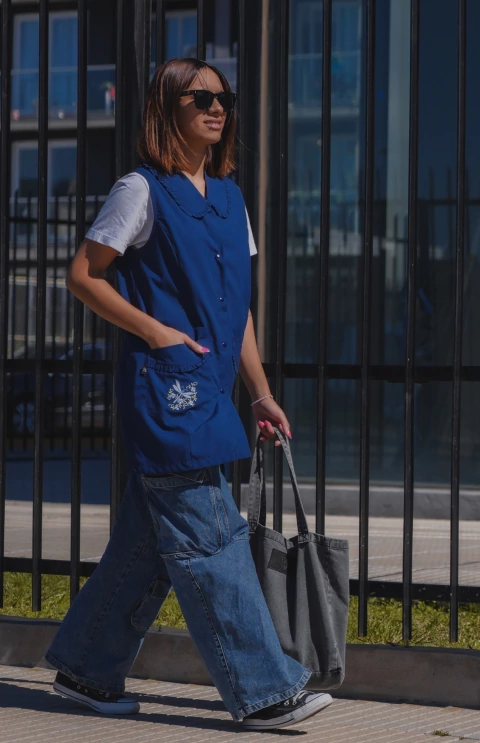 Guardapolvo Entallado - Azul Marino - Sin Mangas | Modelo Libelula - comprar online