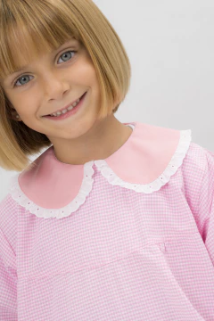 Guardapolvo Jardín Nena - Cuadrille Rosa - Mangas Largas | Modelo Corazón - Broder Uniformes