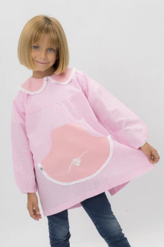 Guardapolvo Jardín Nena - Cuadrille Rosa - Mangas Largas | Modelo Corazón - tienda online