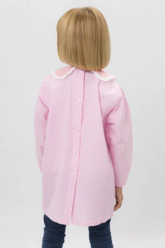 Guardapolvo Jardín Nena - Cuadrille Rosa - Mangas Largas | Modelo Corazón