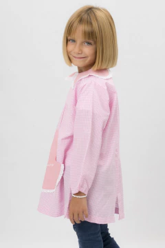 Imagen de Guardapolvo Jardín Nena - Cuadrille Rosa - Mangas Largas | Modelo Corazón