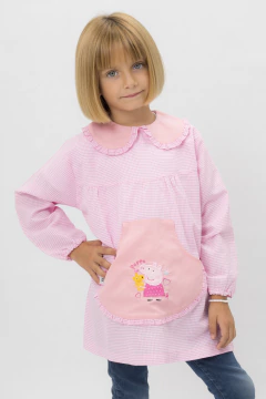Guardapolvo Jardín Nena - Cuadrille Rosa - Mangas Largas | Modelo Peppa Pig - comprar online