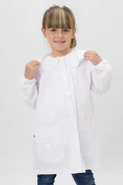 Guardapolvo Primaria - Blanco - Mangas Largas | Modelo Broderie - comprar online