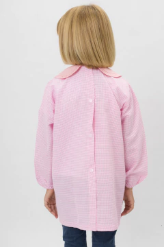 Guardapolvo Jardín Nena - Cuadrille Rosa - Mangas Largas | Modelo Gatita