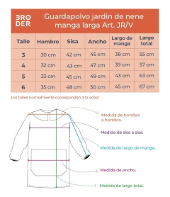 Guardapolvo Jardín Varon - Cuadrille Azul - Mangas Largas | Modelo Hombre Araña