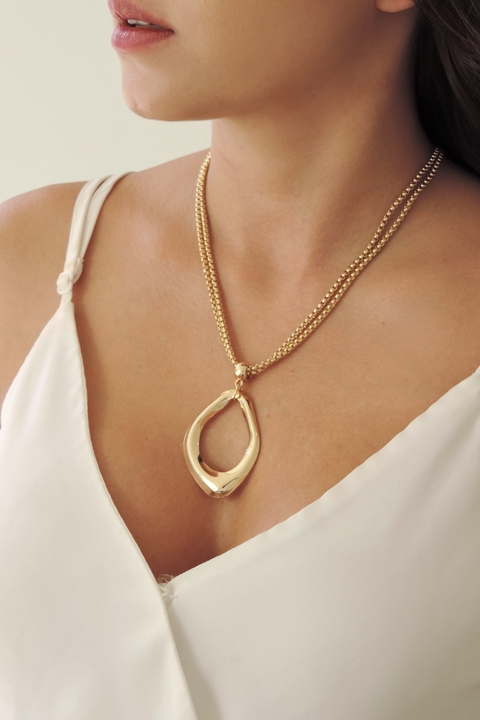 Colar Elo Veneziano Duplo Pingente - comprar online