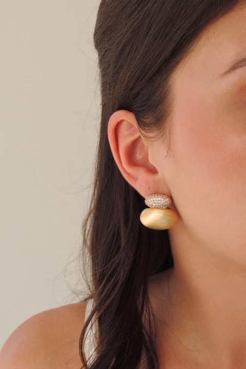 Brinco Duplo Oval Fosco - comprar online