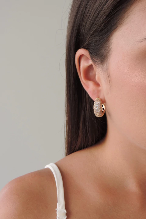 Argola Click Cravejada Oval - comprar online