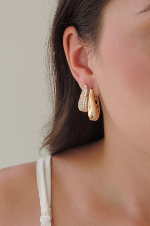 Trio de Argolas Gotas Alongadas - comprar online