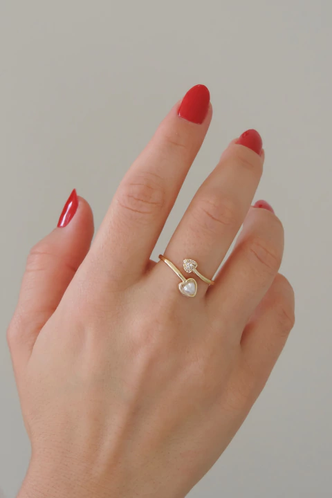 Anel Regulável Coração Pérola - comprar online