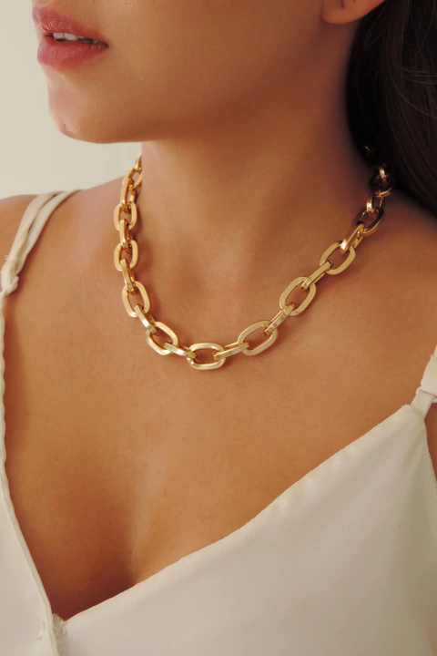 Chocker Corrente Elo Achatado - comprar online