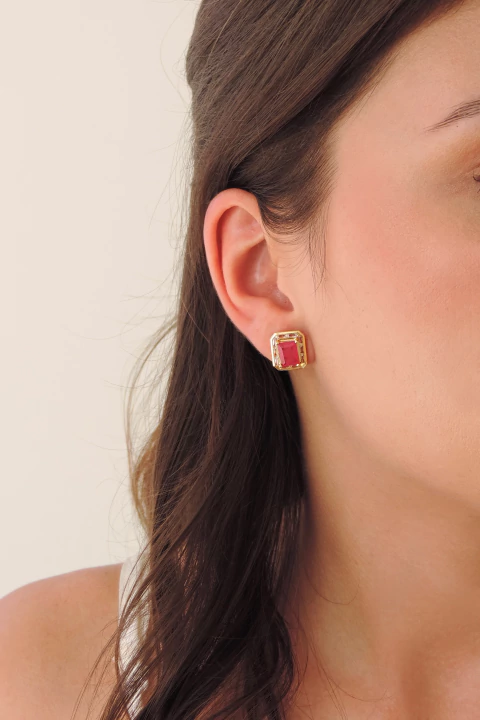 Brinco Quadrado Pedraria - comprar online