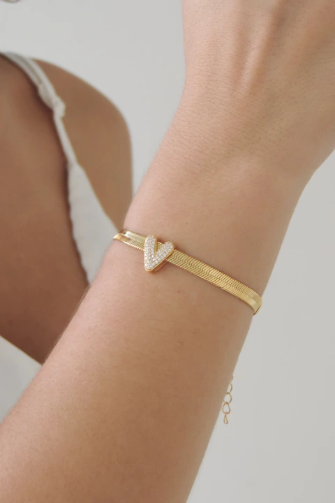 Pulseira Malha Italiana Coração - comprar online