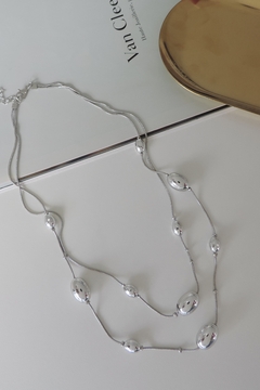 Colar Duplo Pingente Oval - Boug Acessórios