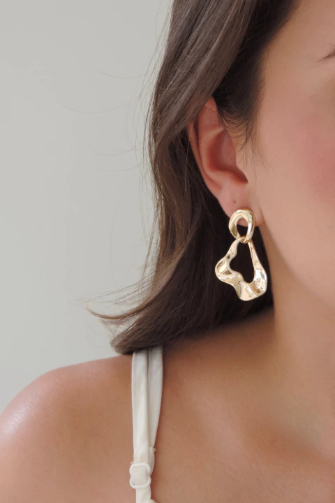 Brinco Duplo Orgânico Martelado - comprar online