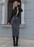 Saia Tricot Preta/Cinza