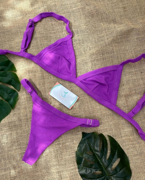 Conjunto Top Fixo regulavel + Calcinha Fio Duplo regulavel fucsia