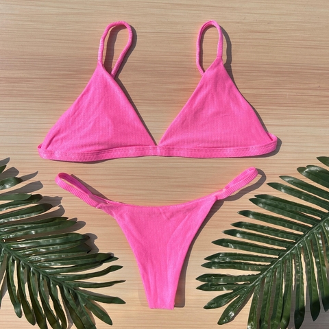 Biquíni Basic Rosa Candy Microcanelado