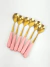 Kit de Talheres Dourado com Rosa (6 peças) - Bazar Vitória