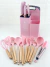 Kit Rosa de Utensílios, Facas, Suporte e Tábua - Bazar Vitória