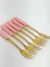 Imagem do Kit de Talheres Dourado com Rosa (6 peças)