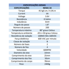 Motor de Passo 45kgf NEMA 34 BIPOLAR 4 FIOS - comprar online