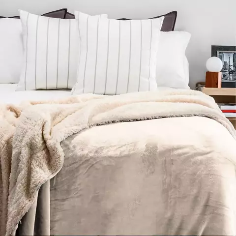 FRAZADA CATANA CON CORDERITO 2 1/2 pl NATURAL - comprar online