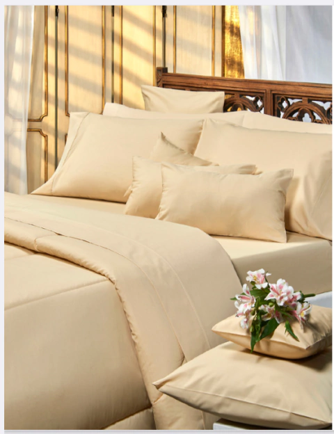 JUEGO DE SABANAS DANUBIO COLOR 200 HILOS KING NATURAL