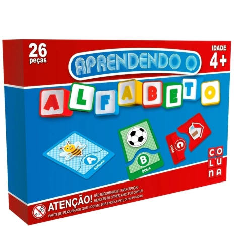 JOGO APRENDENDO O ALFABETO 26 PEÇAS COLUNA APRENDER PALAVRAS FRASES LETRA CRIANÇA BRINQUEDO INFANTIL