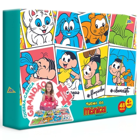 QUEBRA CABEÇA GRANDÃO TURMA DA MÔNICA 48 PEÇAS GRANDES TOYSTER PUZZLE MAGALI CEBOLINHA CASCÃO SANSÃO