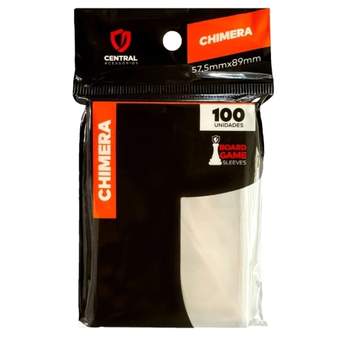 SLEEVE CHIMERA 57,5X89mm TRANSPARENTE CENTRAL 100UN BOARD GAME PROTETOR CARTAS ACESSÓRIO JOGO TCG