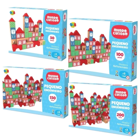 JOGO PEQUENO ENGENHEIRO 50 100 150 200 PEÇAS GGB BLOCOS DE MONTAR MADEIRA CONSTRUÇÃO BRINQUEDOS LEGO