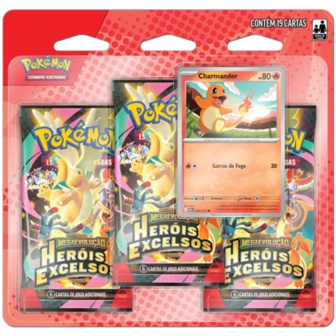 BLISTER TRIPLO MEGAEVOLUÇÃO HERÓIS EXCELSOS ME2.5 COPAG POKÉMON TCG BOOSTERS CARTAS TRILPE PACK MEGA - Canal 40 - Loja de Brinquedos
